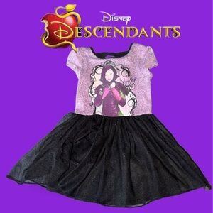 Disney Descendants Mal Dress with Sparkly Tulle Skirt Size 6/6X
